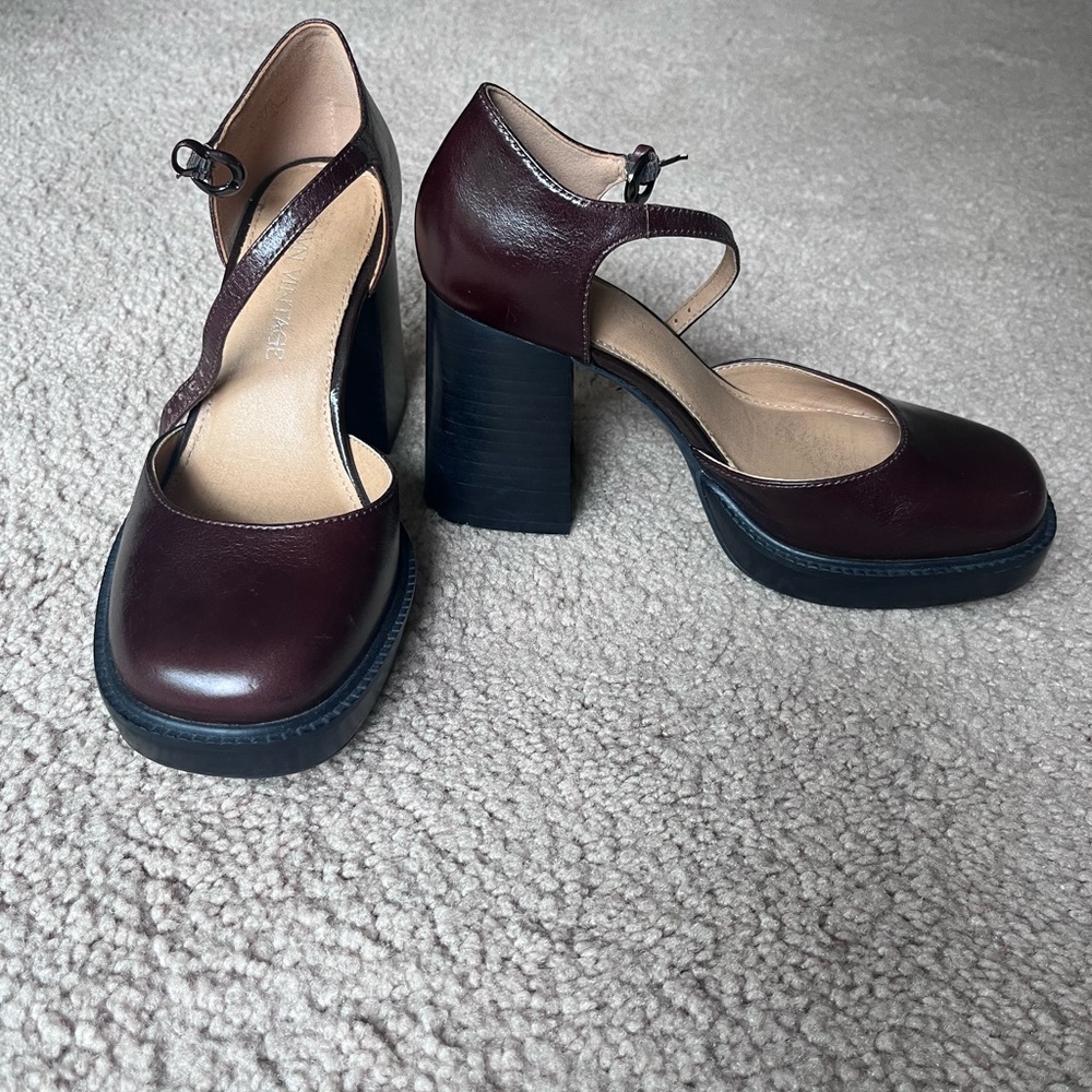 Chunky Burgundy Women's Heels